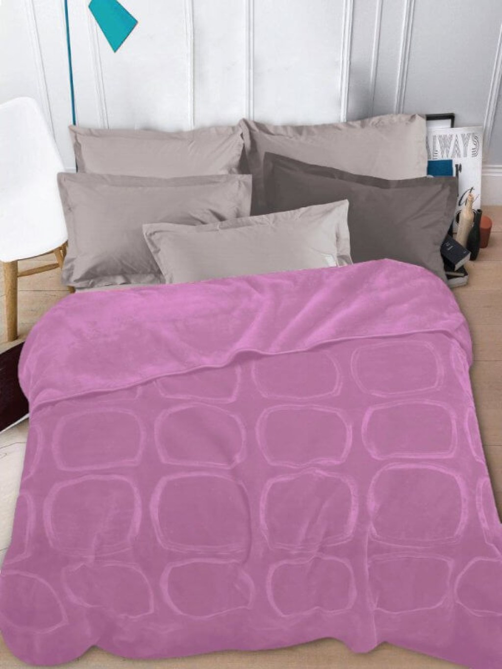 Κουβέρτα Βελουτέ Σάπιο Μήλο Soft Mink Γαρύφαλλο | Γαρύφαλλο - Λευκά Είδη